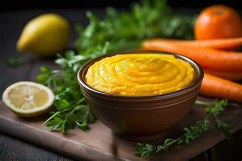 A Close Up Shot Of A Bright Orange Puree Perfect For Introducing