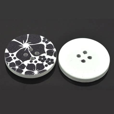 DoreenBeads Wood Sewing Buttons Scrapbooking 4 Holes Round Black