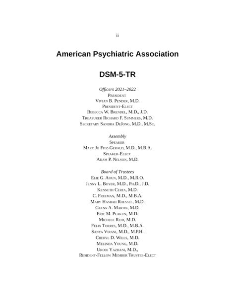 Diagnostic And Statistical Manual Of Mental Disorders Th Edition Text