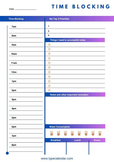 Free Printable Time Blocking Templates PDF Word Excel Daily