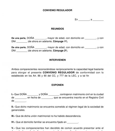 Convenio Regulador para Divorcio o Separación de Mutuo Acuerdo