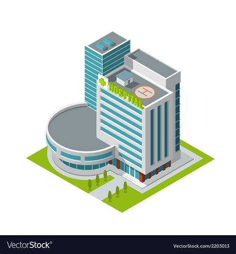 Hospital Building Isometric Royalty Free Vector Image