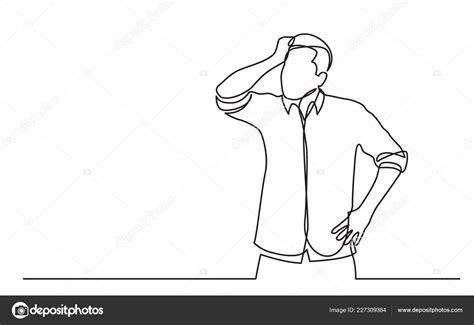 Continuous Line Drawing Standing Confused Man Shirt Stock Vector Image by ©OneLineStock #227309364