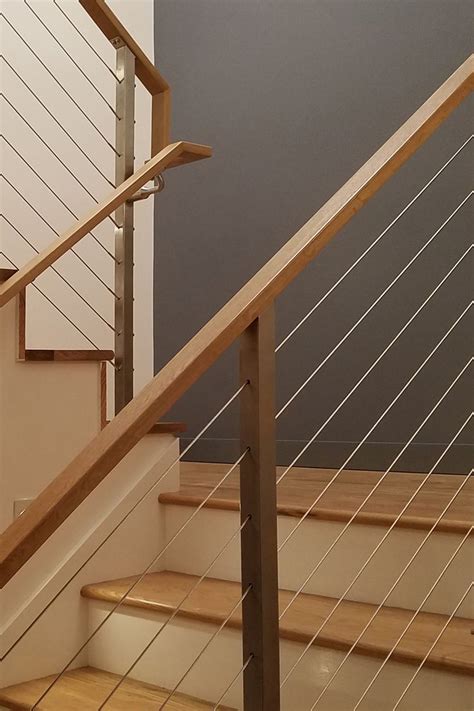 Elegant Cable Railing On Switchback Stairs Steel Railing Design Modern Stair Railing Modern