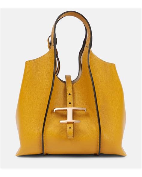 Tod S Timeless Mini Leather Tote Bag In Yellow Lyst