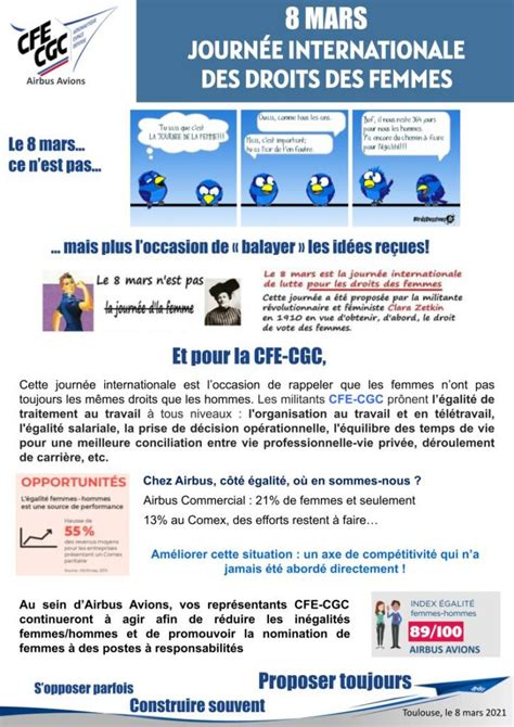 La CFE CGC soutient la journée des droits de la femme My CFE CGC Airbus