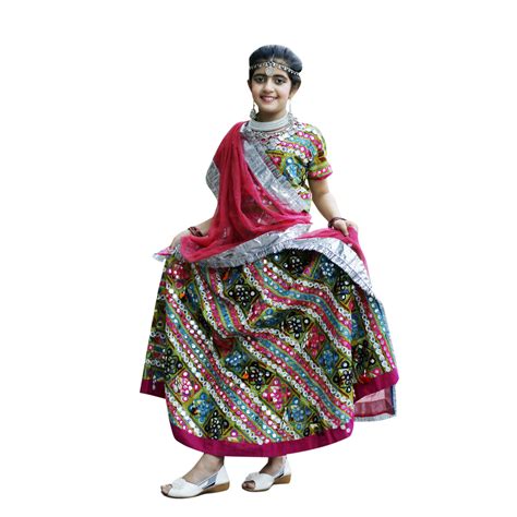 Garba Cotton Rayon Navratri Chaniya Choli Fancy Dress Costume For Girls