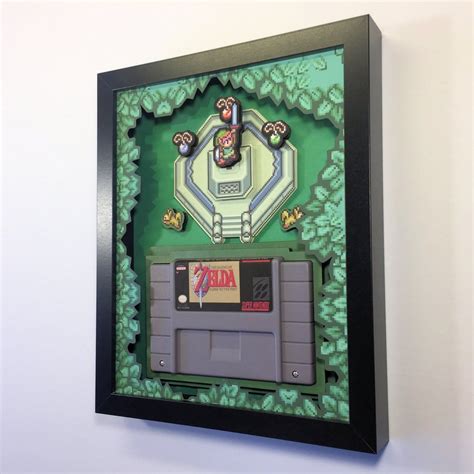 Zelda A Link To The Past Cartridge Holder Shadow Box For Snes With Optional Replica Cart