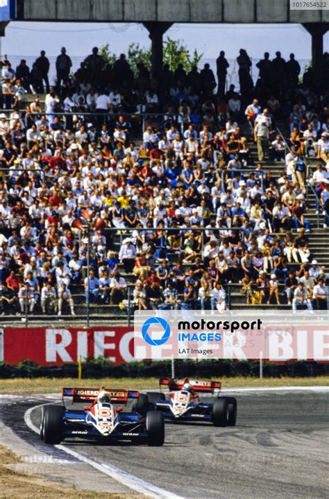 Andrea de Cesaris Ligier JS23 Renault leads teammate François