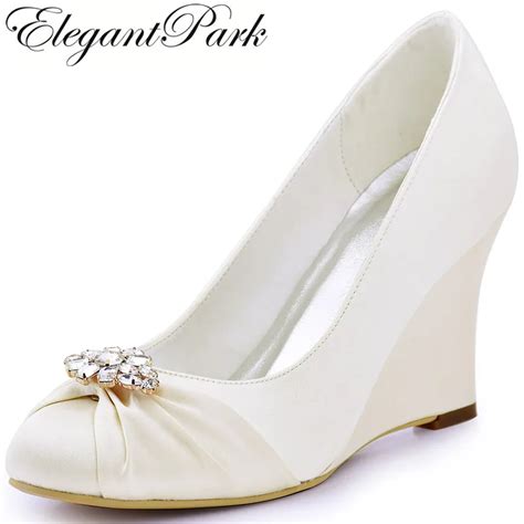 Ep Al Women Wedges Shoes Wedding Bridal High Heel Closed Toe