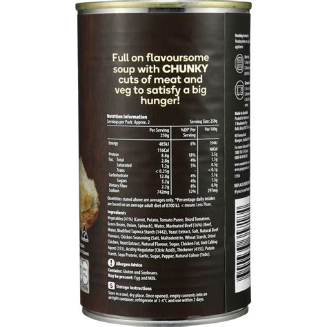 Woolworths Canned Soup Chunky Beef And Veg 505g Woolworths