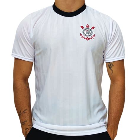 Camisa Corinthians Jacquard Branca Oficial Camisa Retr Mais Estilo