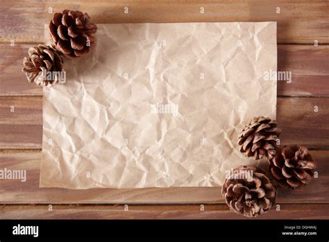 Pine Cones On A Paper Sheet Stock Photo Alamy