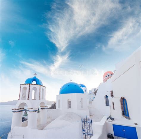 Beautiful Greek Architecture of Santorini Stock Image - Image of blue ...