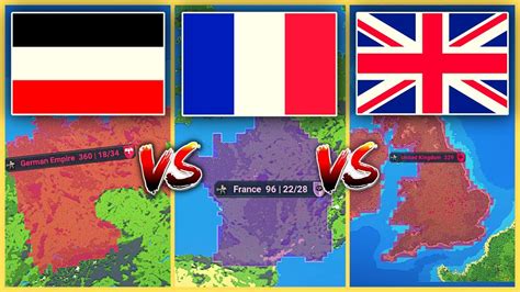 Worldbox Timelapse German Empire Vs French Empire Vs United Kingdom