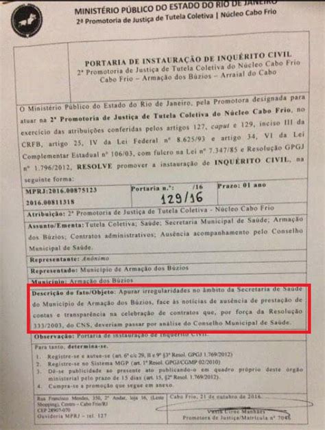 Veja Andamento De Inqu Rito Instaurado Pelo Mp Rj Para Apurar