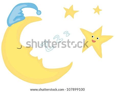 Sleeping Moon Vector Clip Art Stock Vector 107899100 - Shutterstock