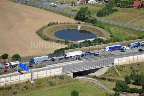 Luftbild Triptis Lkw Stau Im Rahmen Der Ausbau Arbeiten Und