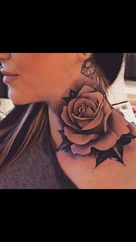 Pin On Tattoo Rose Neck Tattoo Neck Tattoo Cover Up Neck Tattoos Women