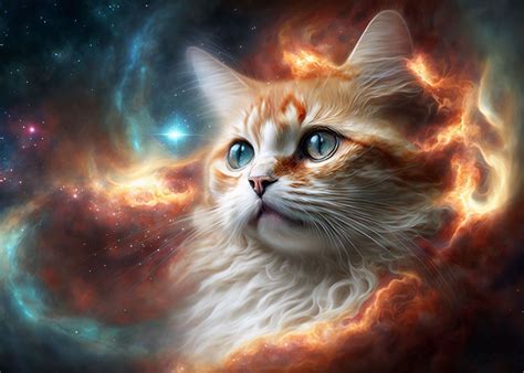 Cosmic Space Cat Poster Picture Metal Print Paint By Bailey Dheath