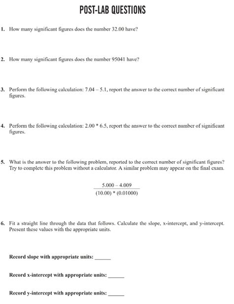 Solved Post Lab Questions 1 How Many Significant Figures