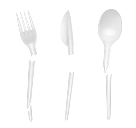 Free Vector Disposable Tableware Realistic Set Of Broken White