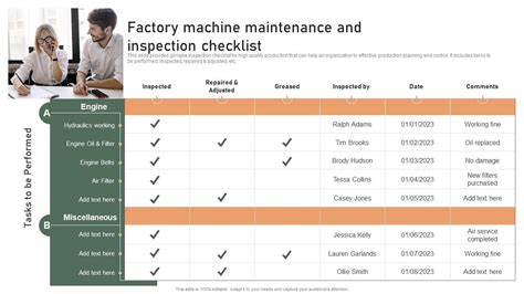 Factory Machine Maintenance And Inspection Checklist Effective ...