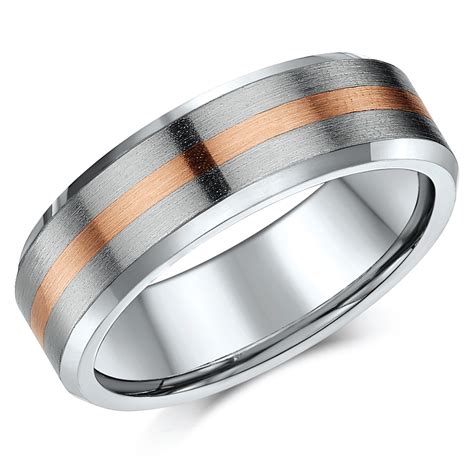 Sale Limited Stock 7mm Titanium And 9ct Rose Gold Wedding Ring Band