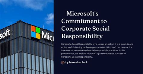 Microsoft S Commitment To Corporate Social Responsibility