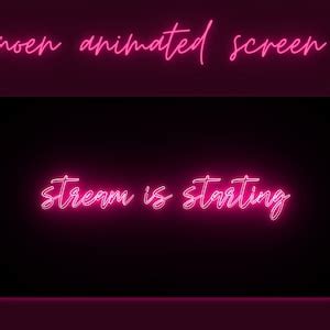 4x Animated Pink Neon Twitch Screens Pink Cute Offline Stream Screens