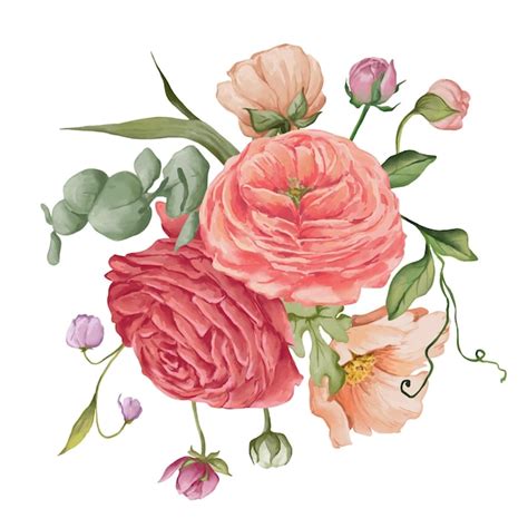 Premium Vector Watercolor Spring Floral Bouquet Illustration