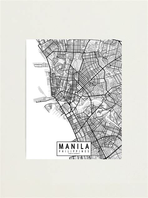 Manila City Map Of The Philippines Light Photographic Print For Sale