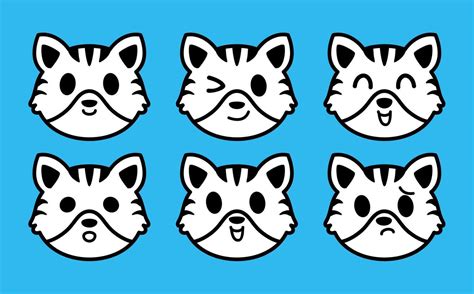 Set Cute Cartoon Cat Icons Isolated 49809905 Vector Art At Vecteezy