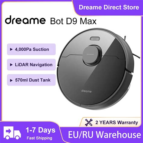 Eu Dreame Bot D9 Max Robot Vacuum Cleaner 4000pa Strong Suction Power