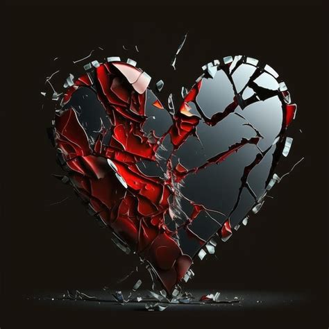 Premium Photo Design Of A Glass Heart Broken Into Pieces Isolated On