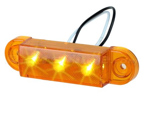 4 Amber Small 3 Led Rectangle Clearance Side Marker Lights Trailer Camper X4 Ebay