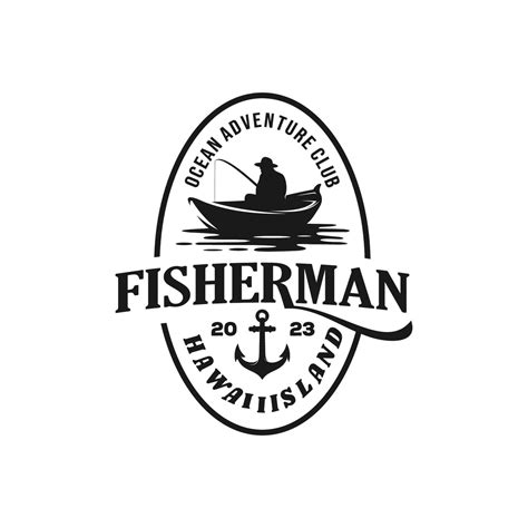 vintage logo fisherman template illustration 25023319 Vector Art at ...