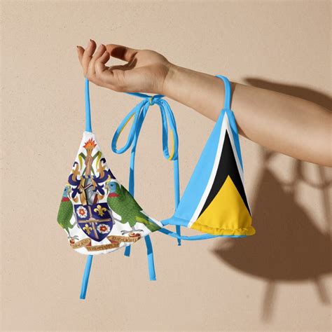 St Lucia String Bikini Top Coat Of Arms Flag Summer Swimwear
