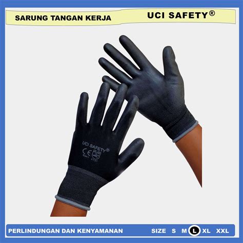 Sarung Tangan Karet Polyrethane Palmfit Uci Safety Black Uci Safety