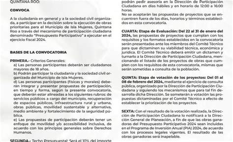 Gobierno De Isla Mujeres Invita A La Comunidad A Presentar Propuestas