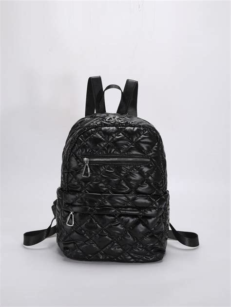 Argyle Quilted Functional Backpack Shein Usa