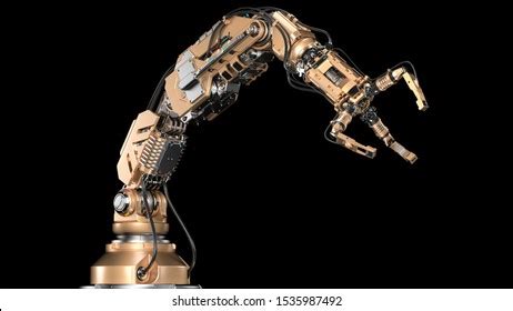 Very Detailed Robotic Arm Yellow Mechanical Stock Illustration