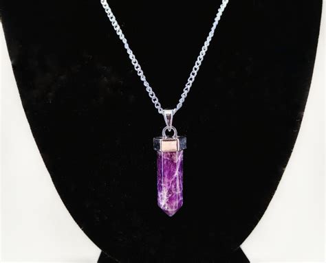 Purple Amethyst Crystal Point Necklace Mothers Day By Struckles