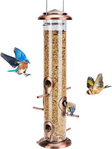 Kingsyard Metal Bird Feeders For Outdoor Hanging Extra Thick Tube Bird