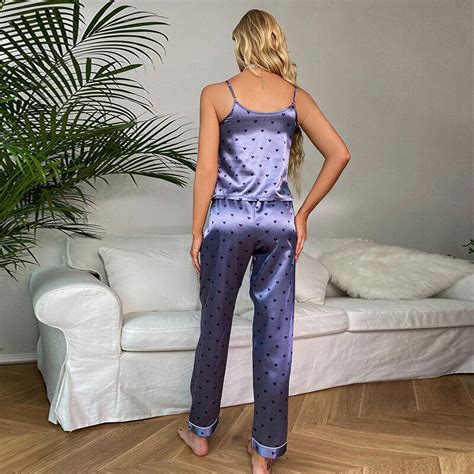 Womens Sexy Lingerie Silk Pajamas Set Sleepwear Satin Cami Vest Nightwear Pyjama EBay