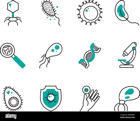 Virus Halbfarbe Symbol Set Design Bakterium Organismus Molek L