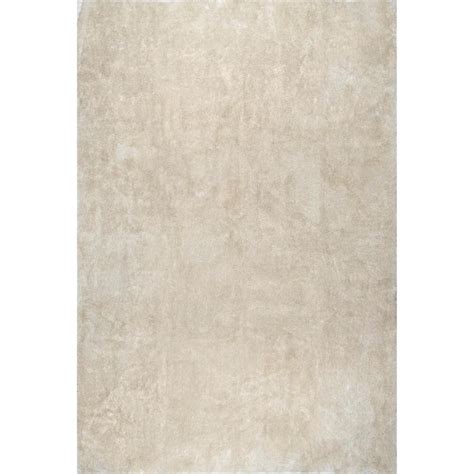 Nuloom Cream Doormat 3 Ft X 5 Ft Loni Solid Machine Washable Shag