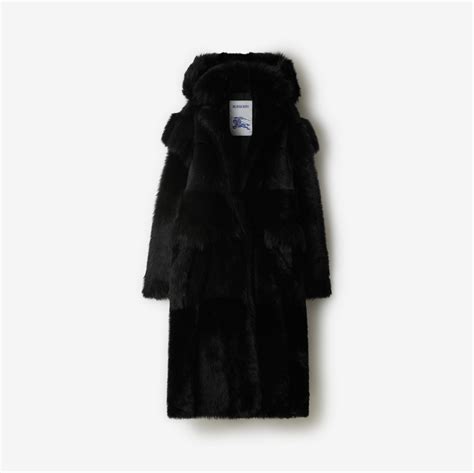 Shearling Coat In Black Men Burberry® Official