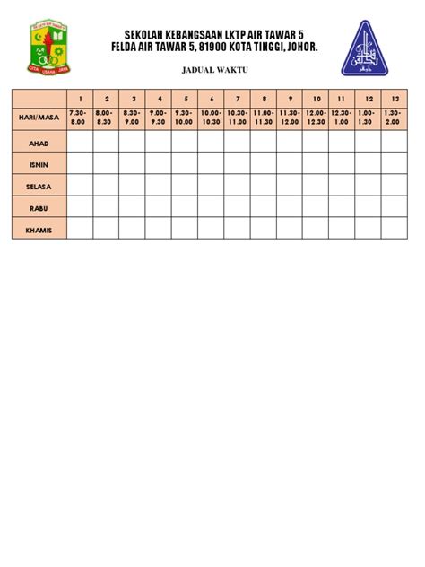 Template Jadual Waktu Sekolah Cikgu Ayu Dot My Berenice Russo