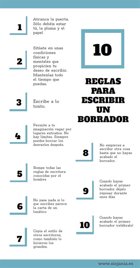 10 Reglas Para Escribir Un Borrador Sinjania Consejos Sobre